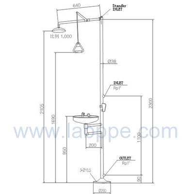 SH358A-Safety shower & eyewash station,SS304 emergency shower CE,ANSI Z358-1 2009