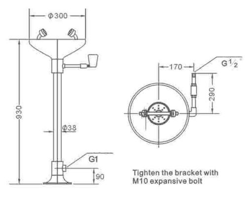 SH359AY-Erect Eye wash station,SS304 material with ANSI