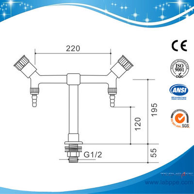 SHA4-4-Double Outlet/Way Lab Tap,brass,360 Swing,white optional