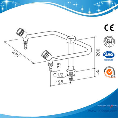 SHA2-Double Outlet/Way Lab Tap,brass,360 Swing,white optional