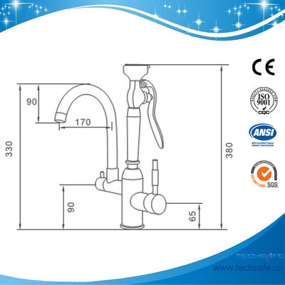 SH711D-Portable DECK/bench eye wash with water tap,brass