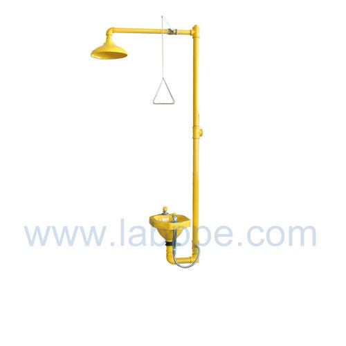 SHH100Y-Safety shower & eyewash station,Galvanized Iron,Color:Yellow,red,green